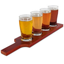 Load image into Gallery viewer, Beer Flight Glasses Set with Wooden Flight Paddle - Beer Sampler Kit
