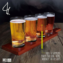 Load image into Gallery viewer, Beer Sampler Board Paddle - Dark Beer Flight Tray with 4 Sample Slots
