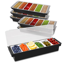 Load image into Gallery viewer, 6 Bin Iced Condiment Tray with Lid 6pk - Bar Caddy for Fruit Garnish
