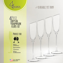 Load image into Gallery viewer, Champagne Flutes Set - 4pk Tall Slanted Edge Champagne Flute Glasses
