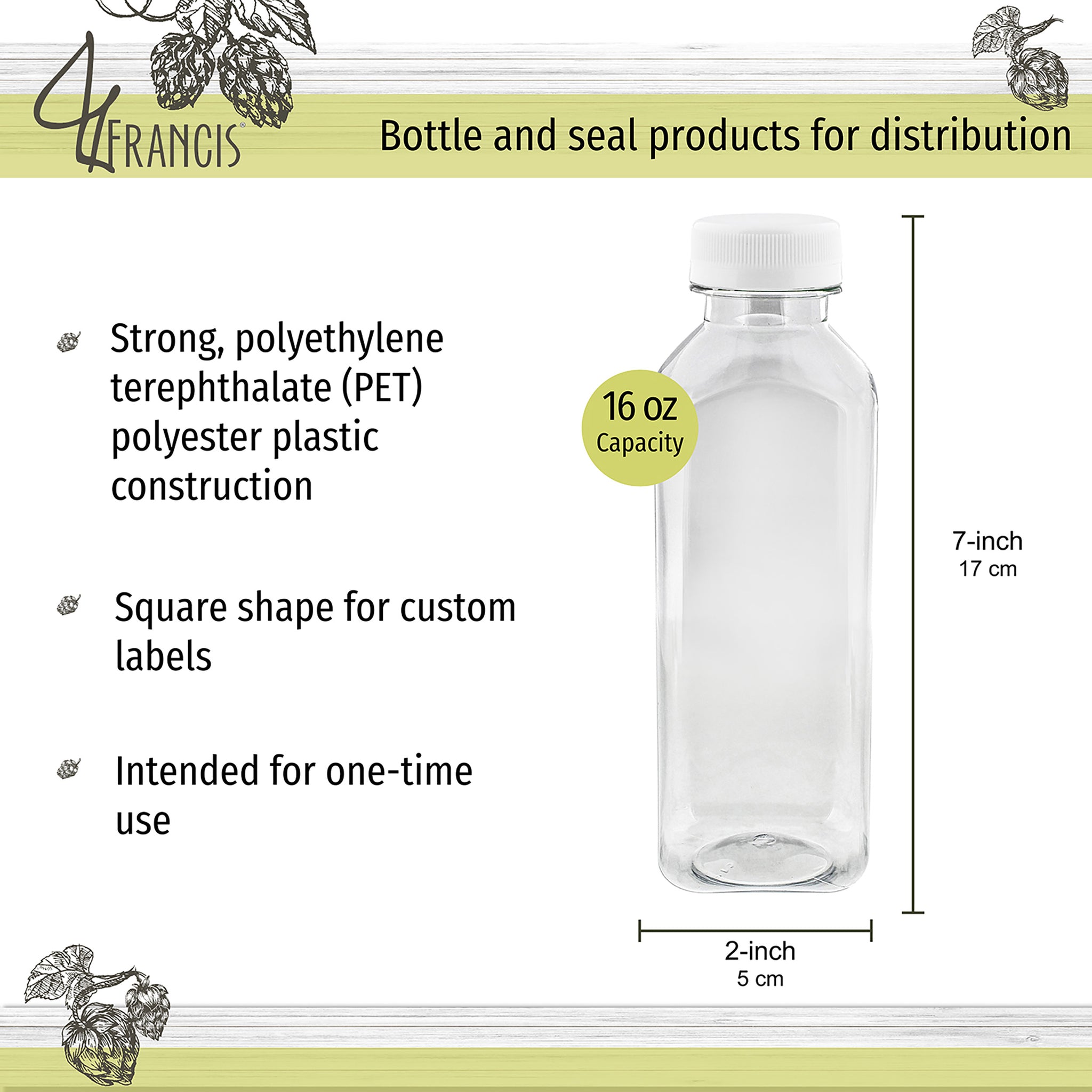 16oz Plastic Bottles W Caps Clear 35pk Empty Pet Juice Containers Bottle in  BULK for sale online